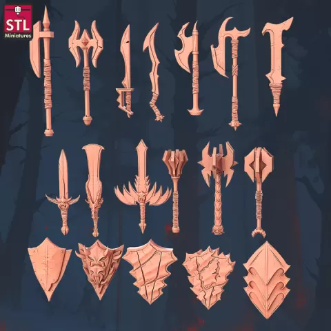 Dragonborn Blacksmith - Weapons by STL Miniatures