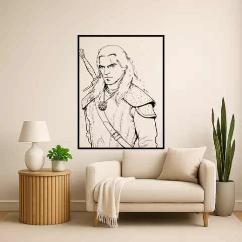 Geralt of Rivia Geralt Of Rivia Geralt With Sword Wall Art Framed