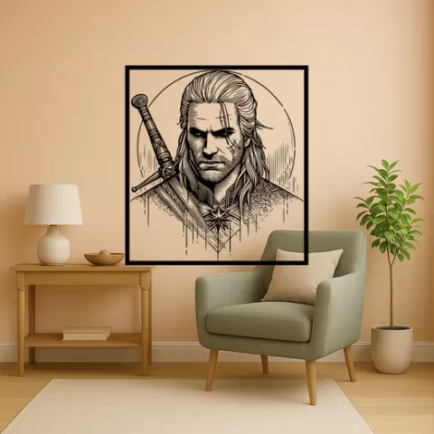 Geralt of Rivia Geralt Of Rivia Geralt With Sword Wall Art Framed