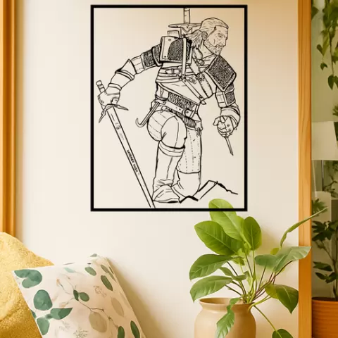 Geralt of Rivia Geralt Of Rivia Geralt With Sword Wall Art Framed