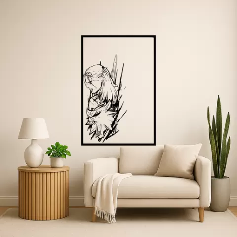Geralt of Rivia Geralt Of Rivia Geralt On Dragon Wall Art Framed
