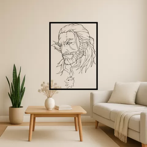 Geralt of Rivia Geralt Of Rivia Geralt In Battle Wall Art Framed