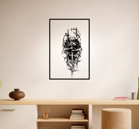 Geralt of Rivia Geralt Of Rivia Geralt In Battle Wall Art Framed