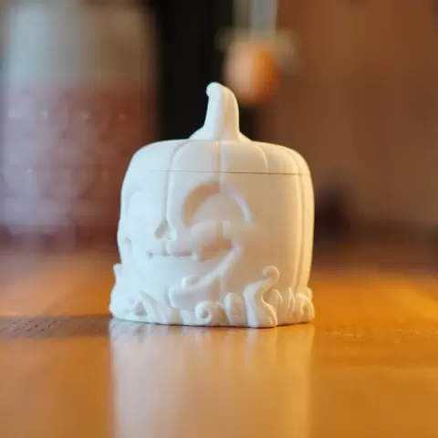 Spooky Pumpkin Skull Candle Holder
