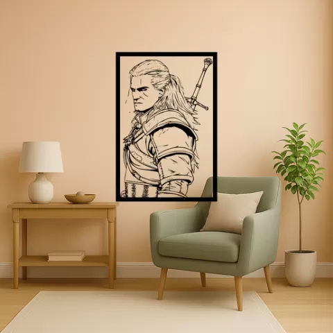 Geralt of Rivia Geralt Of Rivia Geralt In Battle Wall Art Framed
