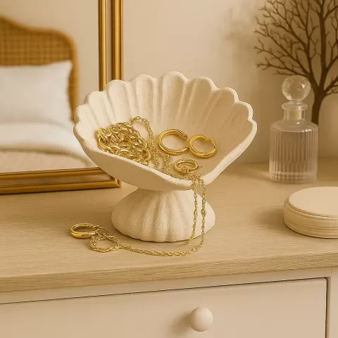 Vintage Seashell Jewelry Pedestal Bowl – Elegant Coquette Vanity Catch-All Dish (3D Print)