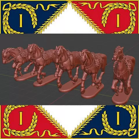 28mm Napoleonic French Light cavallery horses charging 1800-15 by MC Miniatures