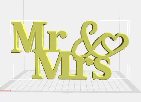 Mr & Mrs Heart Wedding Sign STL, 3D Print Wedding Decor, One Piece STL File, Bridal Shower Decor, Anniversary Gift, Standing Sign Printable