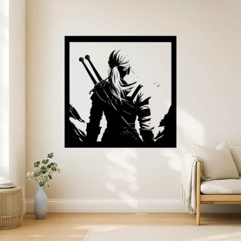Geralt of Rivia Geralt Of Rivia Cirilla Ciri Flying Wall Art Framed
