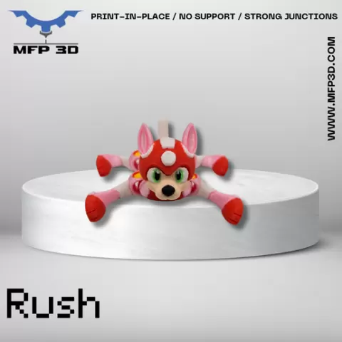 ARTICULATED RUSH -MEGAMAN DOG -NO SUPPORT - PRINT IN PLACE - SENSORY TOY-FIDGET