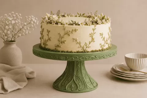 Star Vine Cake Stand STL | Botanical Dessert Pedestal | Fairy Garden Cake Display | Elegant Cupcake