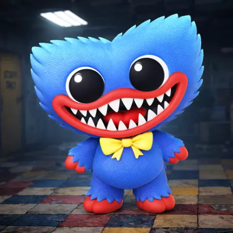 Chibi Huggy Wuggy Figure STL (With Tail) – Poppy Playtime Inspired Collectible 3D Print Model