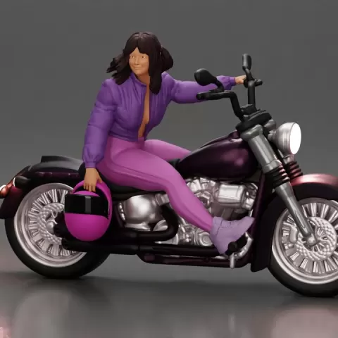 girl rides with purpose power and grace holding her helmet with steady pride by 3DGeschaft Miniatures Figures