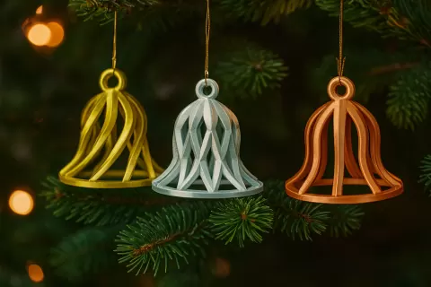 Open Frame Spiral & Lattice Holiday Bell Ornaments – Elegant Christmas Decor