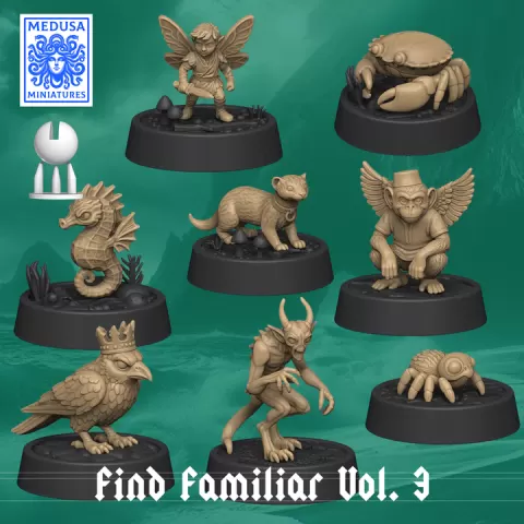Find Familiar Vol. 3: 8 familiars for your wizards by Medusa Miniatures