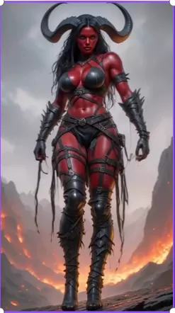 Demonio Rojo - Guerrera del Infierno (Modelo STL 3D) Red Demoness Warrior - Dark Fantasy Miniature