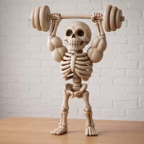Funny Gym Skeleton STL – Weightlifting Skeleton Figurine – Fitness Skeleton Decor – Halloween Skeleton – 3D Print STL File