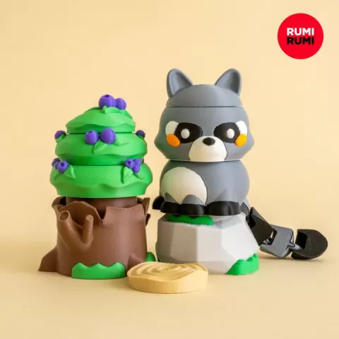 Forest Stackable Rumi Blocks Set with Raccoon by Rumi-Rumi