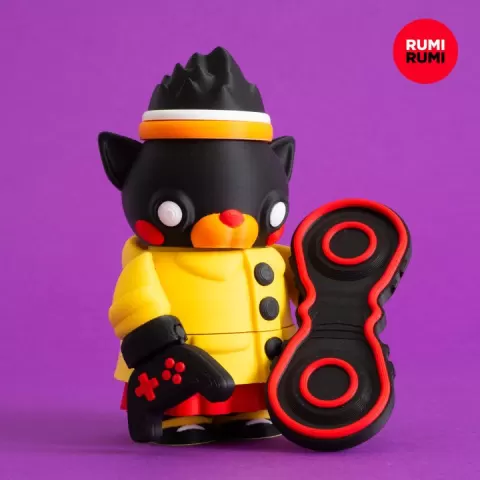 Nova Cyber Cat on a Hoverboard - Rumi Blocks Stackable Toy by Rumi-Rumi