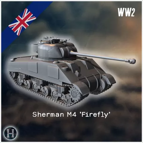 Sherman M4 Firefly British tank destroyer (8) - UK United WW2 Kingdom British England Army Western Front Normandy Africa Bulge WWII D-Day by Hartolia Miniatures