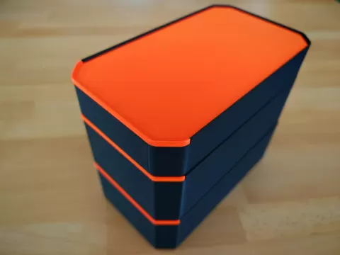 Parametric box with sliding cover, stackable