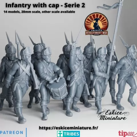 Infanterie with cap (walking) for American Revolutionary War serie 2 - 28mm by Eskice Miniature - Aron