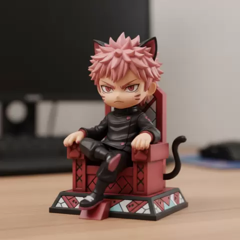 Yuji Itadori (Kitty Version) — Jujutsu Kaisen anime display statue Creative Maker anime chibi figurine anime figurine 3D Printable STL File anime stl model for Hobby 3D Printing
