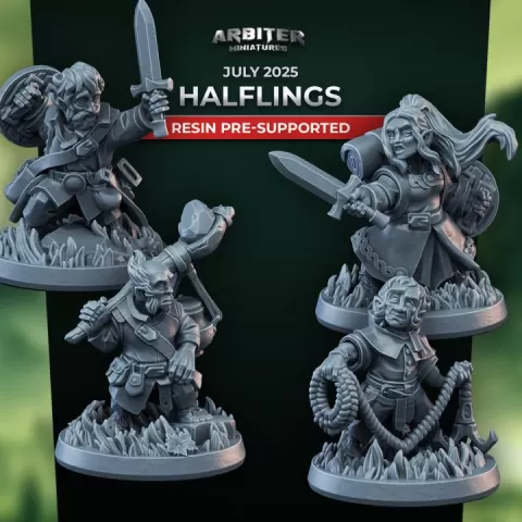 Arbiter Miniatures July 2025 Halflings Resin Pre-supported by Arbiter Miniatures - by Theis Haagh Jakobsen