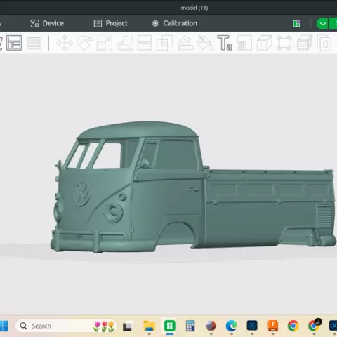 1959 Volkswagen Single Cab Pickup, scale model, hollow shell cab, OEM bed, rc, truck, car, scale display, build, resin, fdm, print, stl