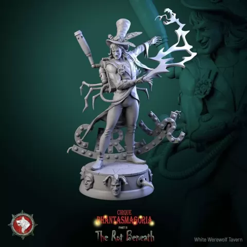 Voltaire Vox, Sorcerer of Spark & Steam - 32mm & 75mm Pre-supported STLs by White Werewolf Tavern