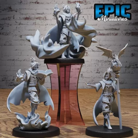 Dragonfire Sorcerer Set / Female Magician / Medieval Wizard / Classic Witch / Hag Character / Necromancer Encounter by Epic-Miniatures