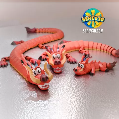 Mushu Dragon – Articulated Flexi Fantasy Creature, No Supports 3D Print STL/3MF by SEREV3d