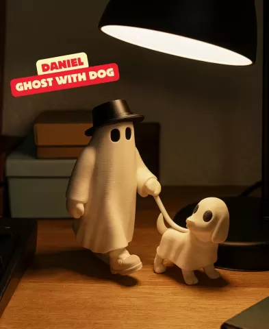 GHOST WITH DOG (DANIEL) - WALKING GHOST / TOY / ASSEMBLY / HALLOWEENDECOR