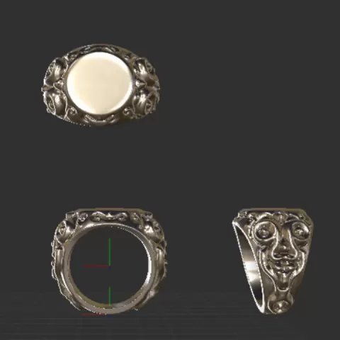 Ornate Signet Ring – 3D Printable Statement Ring with Engraved Pattern by Asal
