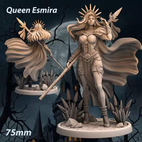 Esmira - Tribal African Queen with Spear - Spear wielding Tribal African Queen by Print Fantasy