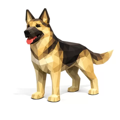 Low Poly German Shepherd – Geometric Guard Dog