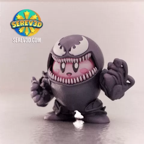 Venom Kirby – Flexi Keychain & Bag Charm with Movable Arms, No Supports 3D Print STL/3MF by SEREV3d