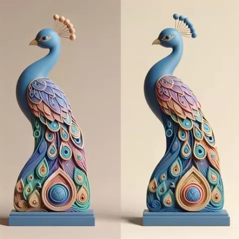 3993 Color 3D Model of a Peacock on Base, totem, zebra, elephant, giraffe, fairy, character, peacock, magic, monster, miniature, dog, cat, minimalist, fantasy, collectible, figurine, wolf, decorative, animals, STL, DND