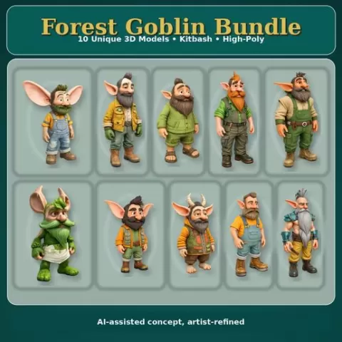 Forest Goblin Bundle – Stylized Kitbash High-Poly Character Pack