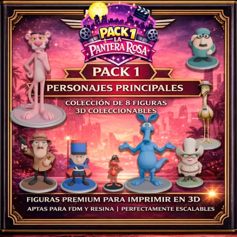 Pink Panther / Pantera Rosa – Pack 1 personajes principales figuras 3D coleccionables | Retro Infinity STL