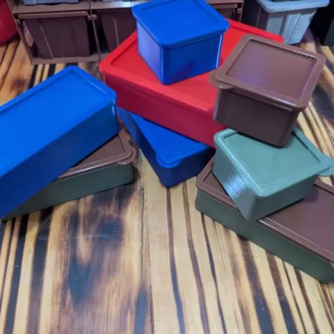 Mini Storage Boxes Kit – Simple Desk Containers with Lid (Fast Print, No Support)