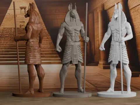 Egyptian Anubis low-poly Statue