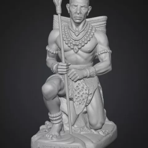 Caboclo Treme-Terra – Escultura espiritual tribal (STL para impresión 3D)