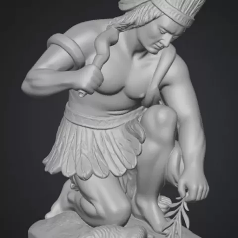 Caboclo Rompe-Folha – Escultura espiritual tribal (STL para impresión 3D)