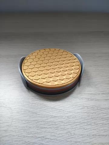 Coasters with holder - Hexagonal pattern