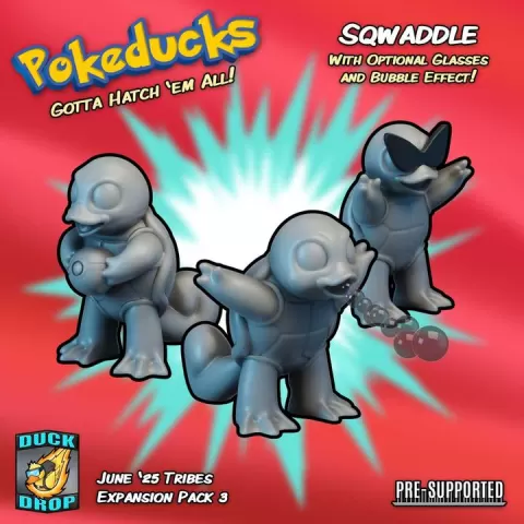Sqwaddle- Pocket Monster Rubber Toy - Parody Art Toy by Mike "Epic Duck" Cousins