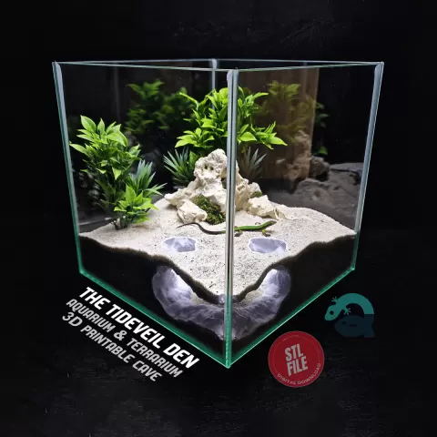 Aquarium & Terrarium Cave – Corner Reptile Hide, Shrimp Tunnel, Fish Burrow Decor The Tideveil Den