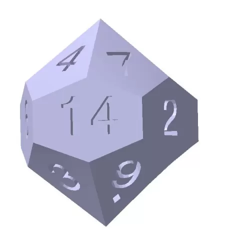 Die for board games 15 faces polyhedral by Gustavo Sánchez