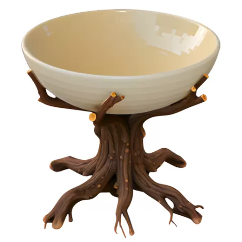 Rustic Tree Base Bowl Holder