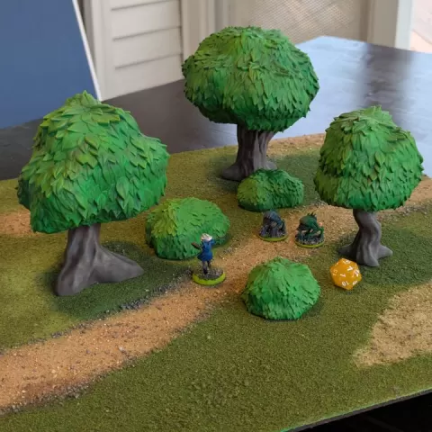 Stylized Fantasy Trees and Bushes - 28mm 32mm Wargaming - Compatible with Cursebreaker by VoxelCorgi Workshop